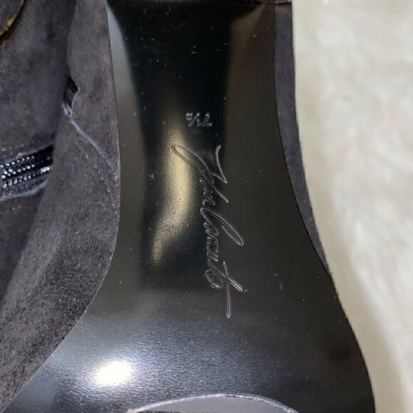 VC John Camuto Black True Suede Booties with Gold Trim - Picture 11 of 14